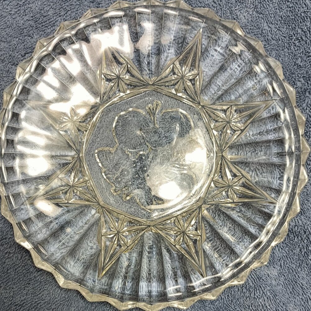 Vintage Federal Glass Pioneer. Pressed Glass Saw tooth 8" Luncheon Plate - Picture 2 of 4